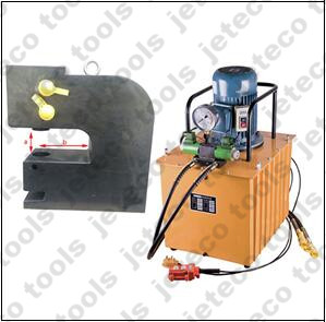 Electric motor hydraulic pump operated hole puncher